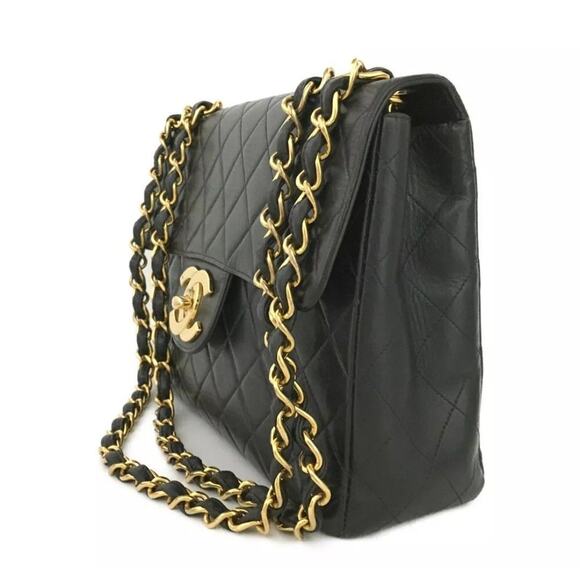 CHANEL Jumbo 30 Quilted Matelasse Lambskin w/Chain Shoulder Bag Black - Picture 3 of 8